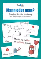 Vorschau - Stationenlernen - Mann oder man - Puzzle - Rechtschreibung - Deckblatt