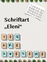 Vorschau - selbst erstellte Schriftarten - Schriftart Font „Eleni“ // Erstellung von Arbeitsblättern PNG Bilddateien - Deckblatt
