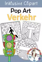 Vorschau - Arbeitsblätter - Verkehrserziehung - Pop Art Ausmalbilder - fächerübergreifend unterrichten - Deckblatt
