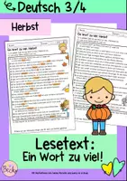 Vorschau - Arbeitsblätter - Lesetext Herbst (Ein Wort zu viel) - Deckblatt