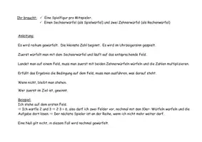 Vorschau - Spiele - Würfelspiel zum Einmaleins Kopfrechnen Zahlen Mathematik - Seite 1