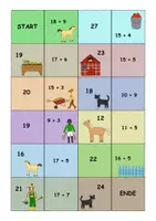 Vorschau - Spiele - Domino Mathe, Domino im Zahlenraum bis 20, Rechendomino, Mathe Spiel - Seite 2