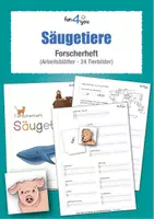 Vorschau - Arbeitsblätter - Säugetiere Forscherheft - Arbeitsblätter, 24 Tierbilder - Deckblatt