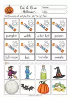 Vorschau - Mal- und Bastelvorlagen - Halloween Englisch Cut & Glue Wortschatz - Seite 2