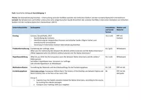 Vorschau - Stundenentwürfe - Stundenverlaufsplan + AB Kolonialisierung Amerikas Beziehung Siedler Ureinwohner (Geschichte bilingual, Sek I und Sek II) - Seite 1