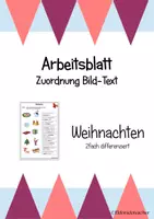 Vorschau - Arbeitsblätter - AB Zuordnung Bild-Text "Weihnachten" (2fach differenziert) - Deckblatt