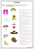 Vorschau - Arbeitsblätter - AB Zuordnung Bild-Text "Sommer" (2fach differenziert) - Seite 1