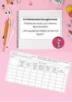 Vorschau - Stundenentwürfe - Schülerbeobachtung zur praktischen Note Thema Brennbarkeit - Deckblatt