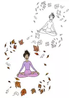 Vorschau - Mal- und Bastelvorlagen - 🍁Herbst Yoga 🧘🏻♀️ Ausmalbild 🍂 - Deckblatt