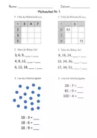 Vorschau - Test - Mathearbeit Klasse 3, Wiederholung der Inhalte aus Klasse 2 - Deckblatt