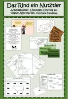 Vorschau - Arbeitsblätter - Das Rind-Ein Nutztier (AB,Lsg,Einstieg,Poster,Wortkarten,Methode Mindmap) - Deckblatt