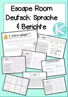 Vorschau - Stationenlernen - Escape Room Sprache und Berichten - Deckblatt