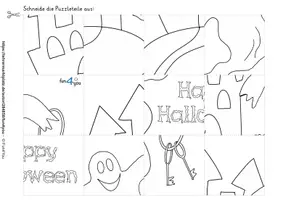 Vorschau - Arbeitsblätter - Halloween - Puzzles zur Mengenerfassung im Zahlenraum bis 12 - Seite 1
