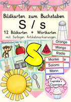 Vorschau - Präsentationen/Tafelbilder - Buchstabe S Einführung Bildkarten, Wortkarten, Alphabetisierung, DaZ, Deutsch - Deckblatt