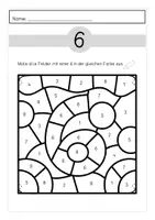 Vorschau - Arbeitsblätter - Suchsel zum Ausmalen Ziffer 6 - Deckblatt
