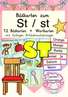 Vorschau - Präsentationen/Tafelbilder - Buchstabe Laut St Einführung Bildkarten, Wortkarten, Alphabetisierung, DaZ, Deutsch - Deckblatt