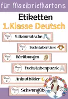 Vorschau - Bildkarten - Etiketten - 1.Klasse Deutsch für den Maxibriefkarton - Deckblatt