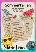 Vorschau - Mal- und Bastelvorlagen - Ferien im Sommer | Ferienhausaufgabe Sommerferien - Deckblatt