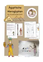 Vorschau - Unterrichtsreihen - Ägyptische Hieroglyphen im Kunst - Unterricht (Grundschule) Kunstunterricht - Deckblatt