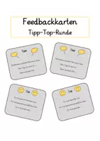 Vorschau - Fördermaterial/Inklusion - Feedbackkarten Tipp-Top-Runde Rückmeldung Feedback geben Deutsch - Deckblatt