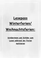 Vorschau - Unterrichtsreihen - Lesepass Weihnachtsferien / Winterferien - Deckblatt