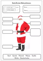 Vorschau - Arbeitsblätter - Weihnachten: Weihnachtsmann beschriften - Seite 1