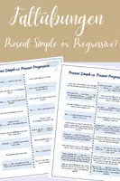Vorschau - Arbeitsblätter - FALTÜBUNGEN: Present Simple vs. Present Progressive (2 Versionen: Partner- und Einzelarbeit) - Deckblatt
