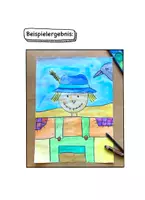 Vorschau - Stundenentwürfe - Fertige Kunststunde Grundschule, Vogelscheuche malen, Herbst Kunstidee - Seite 1