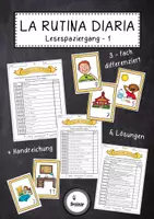 Vorschau - Arbeitsblätter - La rutina diaria - Lesespaziergang (Tagesablauf) - Deckblatt