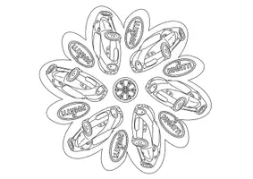 Vorschau - Mal- und Bastelvorlagen - Mandala, Ausmalbild Bugatti / Auto - Deckblatt