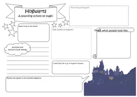 Vorschau - Arbeitsblätter - Hogwarts - Boarding school of magic - Internat in "Harry Potter" - Deckblatt