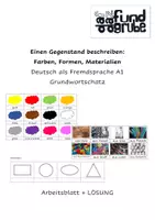 Vorschau - Arbeitsblätter - Grundwortschatz A1: Formen, Farben, Materialien - Deckblatt