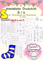 Vorschau - Arbeitsblätter - Arbeitsblätter Buchstabe S Druckschrift, Buchstabeneinführung, DaZ, Deutsch - Deckblatt