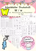 Vorschau - Arbeitsblätter - Arbeitsblätter Buchstabe W Druckschrift, Buchstabeneinführung, DaZ, Deutsch - Deckblatt