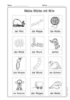 Vorschau - Arbeitsblätter - Arbeitsblätter Buchstabe W Druckschrift, Buchstabeneinführung, DaZ, Deutsch - Seite 1