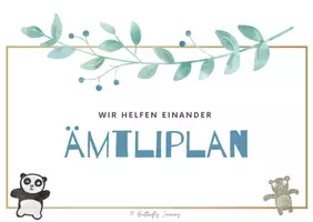 Vorschau - Aufgabenkarten - achtsamer Ämtliplan mit Panda und Koala - Deckblatt