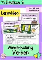 Vorschau - Arbeitsblätter - Erklärvideo Verben (Personalformen) - Deckblatt