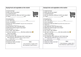 Vorschau - Arbeitsblätter - Englisch A1 - Conversation at the market- Dialogue - Deckblatt