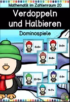 Vorschau - Stationenlernen - Dominospiele - Verdoppeln und Halbieren mit dem Pinguin - Deckblatt