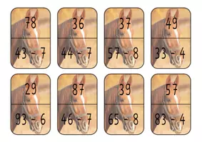 Vorschau - Spiele - Lesespiel / Kopfrechenspiel Klasse 2 Subtraktion im Zahlenraum bis 100, 24 Karten - Seite 1