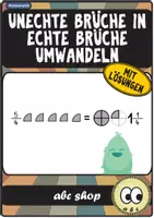 Vorschau - Arbeitsblätter - Unechte Brüche in echte Brüche umwandeln (Bruchrechnung) - Deckblatt