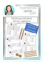 Vorschau - Arbeitsblätter - Einführung Subtraktion Monster-Materialpaket - Seite 1