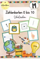 Vorschau - Stationenlernen - Zahlenkarten 0 bis 10 - Schulsachen - Deckblatt