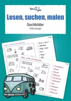 Vorschau - Arbeitsblätter - Lesen, suchen und ausmalen - Fahrzeuge - Deckblatt