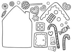 Vorschau - Mal- und Bastelvorlagen - Bastelvorlage Lebkuchenhaus, Basteln Weihnachten Grundschule - Seite 1