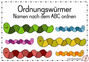 Vorschau - Spiele - Freebie: Ordnungswürmer ABC Namen - Seite 1