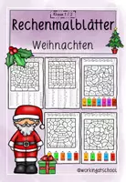 Vorschau - Arbeitsblätter - Rechenmalblätter Weihnachten | Mathematik Klasse 1 & 2 Zahlenraum bis 20 | Addition & Subtraktion Grundschule Übungen - Deckblatt