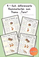 Vorschau - Spiele - 4-fach differenzierte Klammerkarten: Tiere - Deckblatt