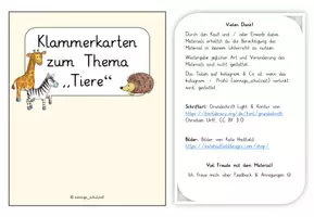 Vorschau - Spiele - 4-fach differenzierte Klammerkarten: Tiere - Seite 2