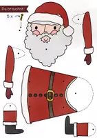 Vorschau - Arbeitsblätter - Weihnachtsmann Hampelmann - Musterbeutelklammer-Puppe Nikolaus Bastelvorlage - Seite 1